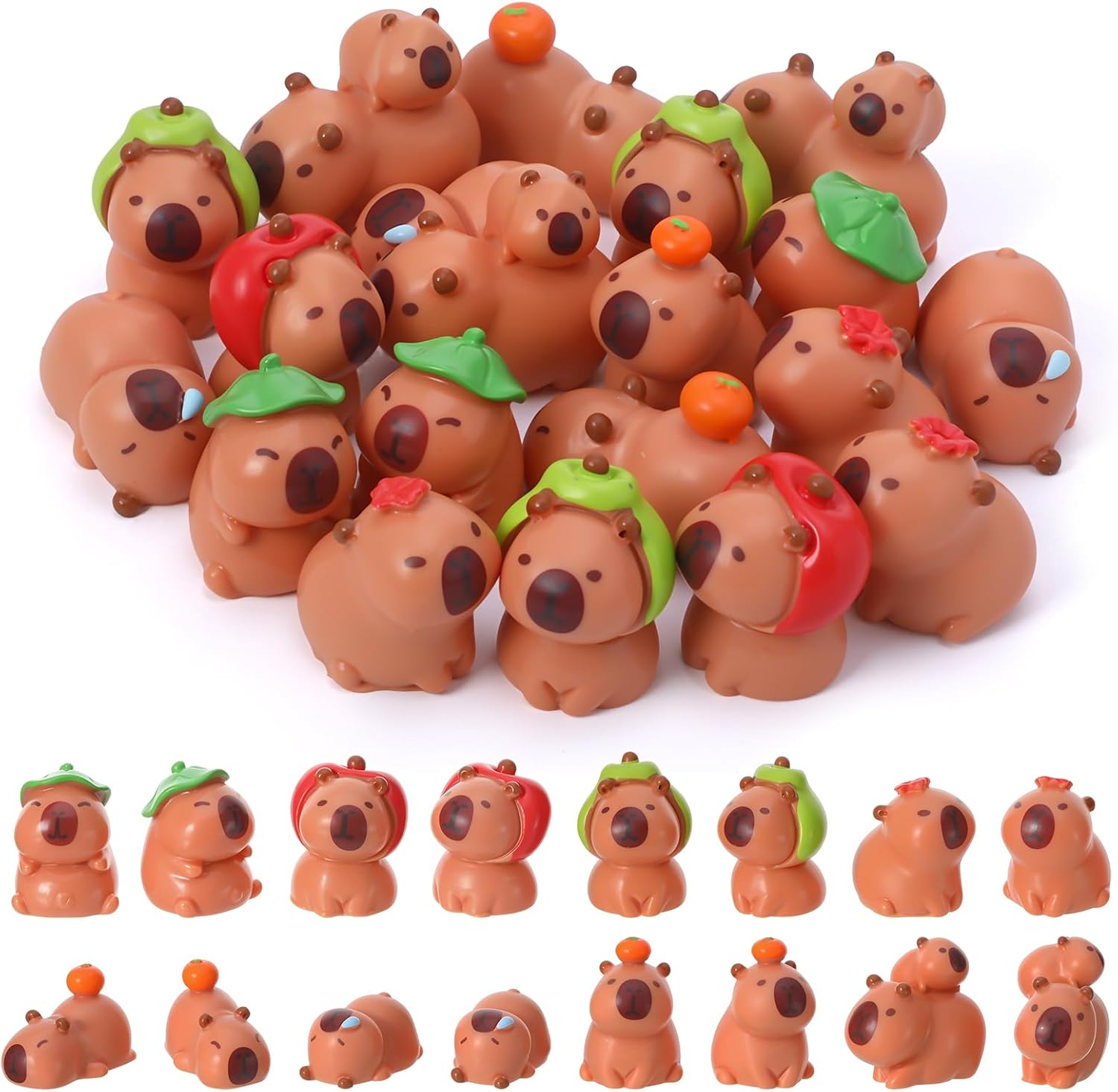 Smart Garden Mini - 16er-Pack 8 Stile Mini-Kapibara-Figuren aus Harz,