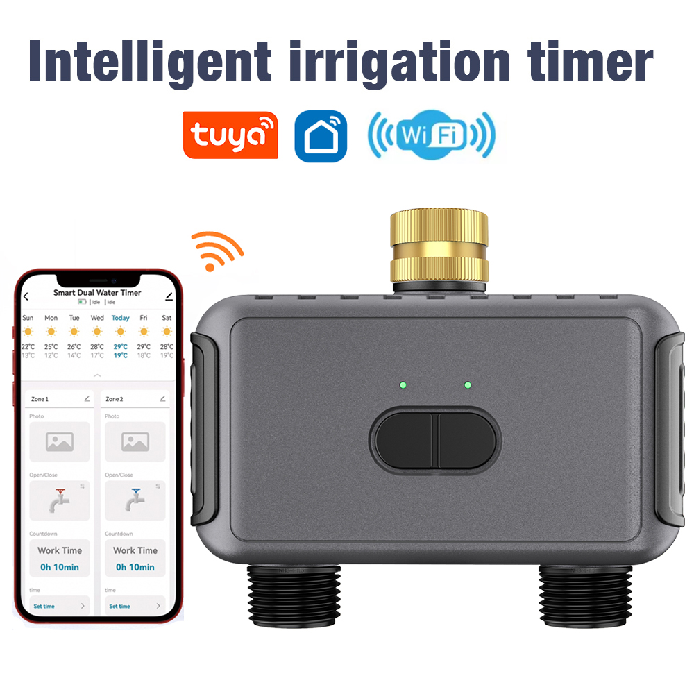 Smart Garden Hose Timer - WLAN Automatischer Bewässerungstimer mit Doppelanschluss für