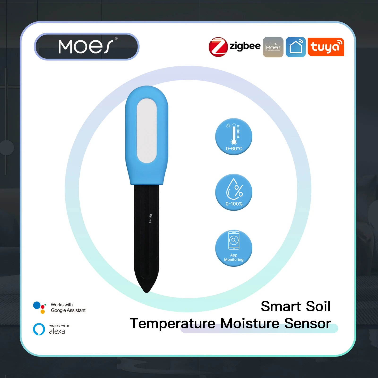 Smart Garden Moisture Sensor - MOES Smart ZigBee Bodentemperaturmesser Feuchtigkeit Feuchtigkeitssensor