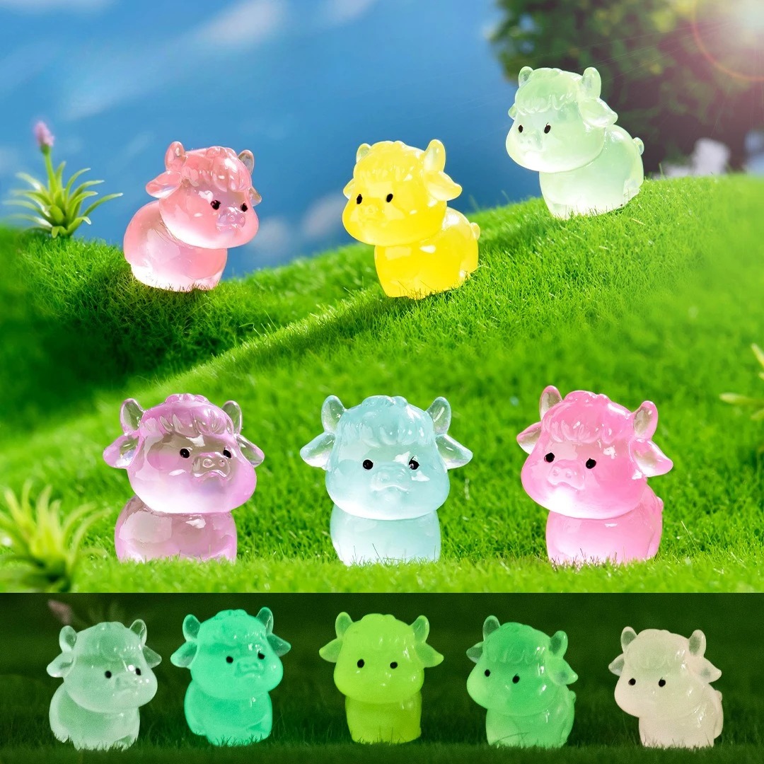 Smart Garden Diy - 6 Stück Leuchtende Mini-Yak-Figuren aus Harz,