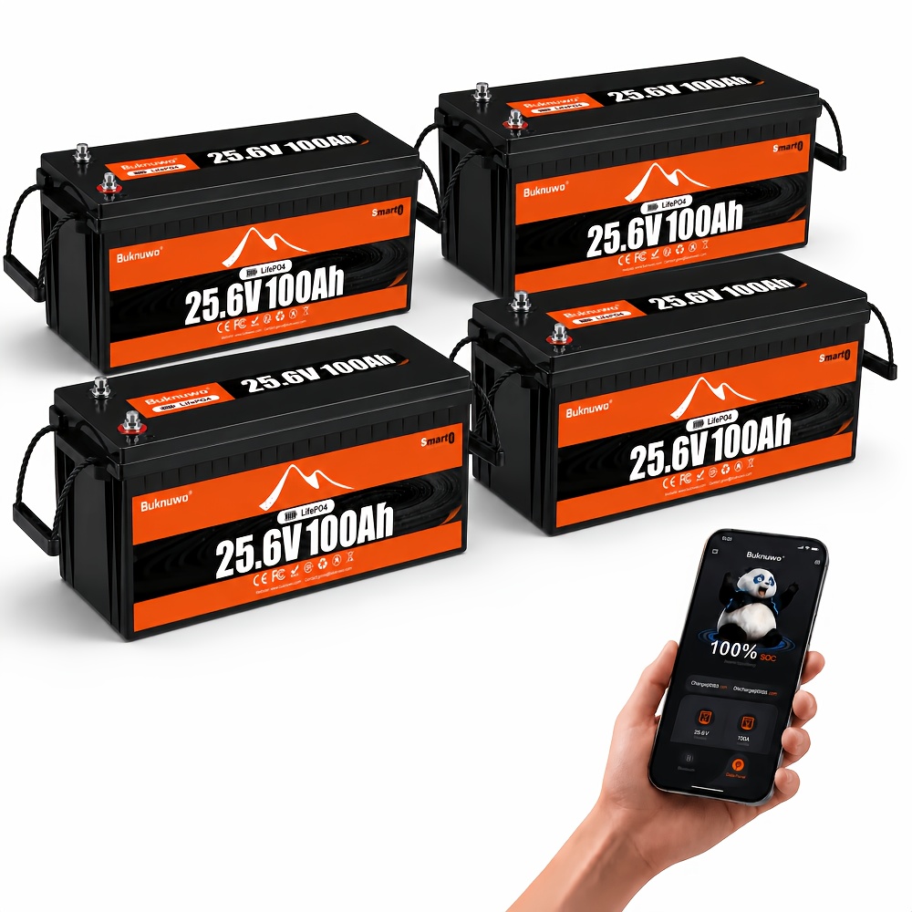 Smart Garden Arduino - Buknuwo 4er-Pack 25,6V 100Ah LiFePO4 Lithium-Akku